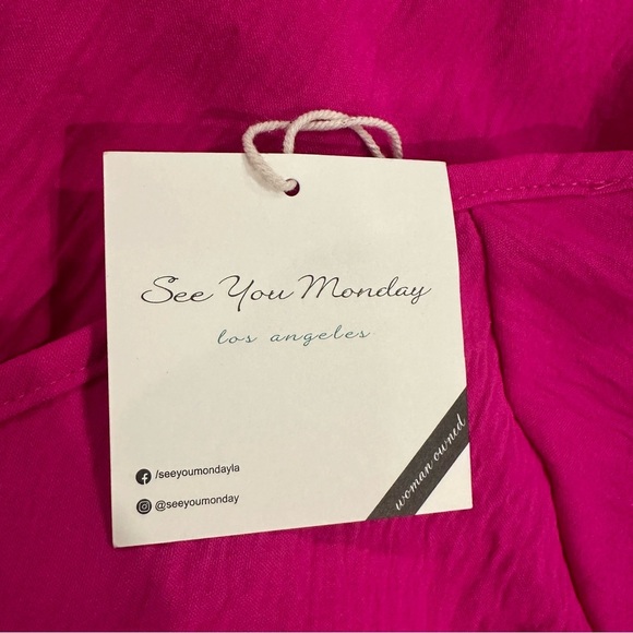 Hot Pink SEE YOU MONDAY Dress New with Tags NWT Size Large Open Back - Picture 3 of 6